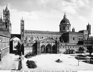 View of the right side of the Cathedral of Palermo, Sicily